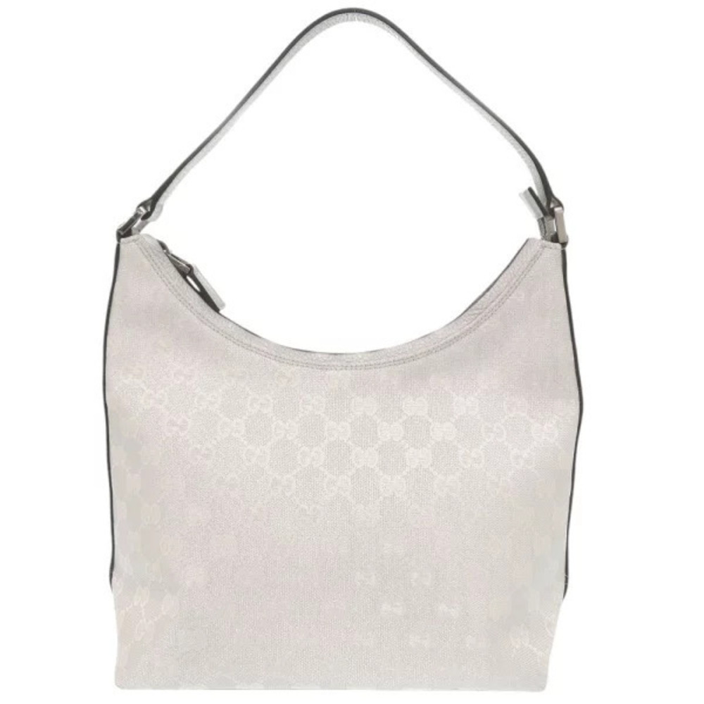 Gucci GG canvas leather silver Hobo bag